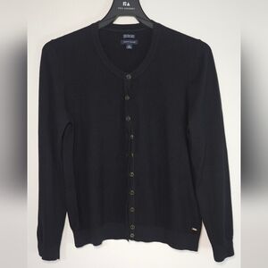 Tommy Hilfiger Black Open Front Long Sleeve Cardigan Sweater xl XL